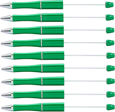 Beadthoven 20pcs Beadable Pen Set, Black Ink Ballpoint Pen Shaft for DIY Decorations, Office School (Spring Green)