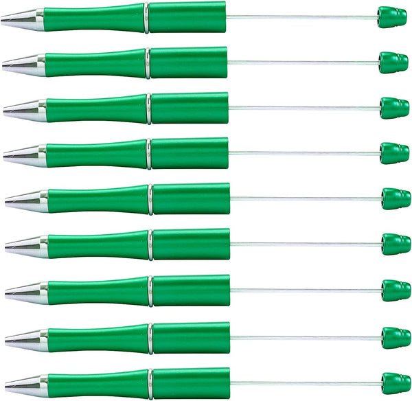 Beadthoven 20pcs Beadable Pen Set, Black Ink Ballpoint Pen Shaft for DIY Decorations, Office School (Spring Green)