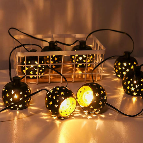 10 G40 Bulbs Decorations(9.84FT) Vigdur Lantern String Lights, Star String Lights Plug in with Clear and Star Plastic