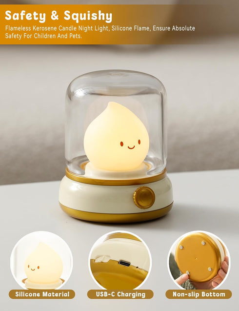 Dimmable WANIDEA Flameless Candles Lamp, Led Candles,Cute Kerosene Lamp,Silicone Flame Amber Light,Adjustable