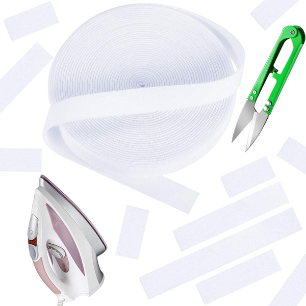 Weewooday 32 Feet Writable Iron On Clothing Name Labels - Washable Fabric Tags with Small Scissors for Home Nursing