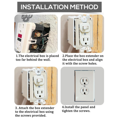 8pcs BE1-2 Electrical Outlet Box Extenders, 1 Gang Extension with 16pcs Screws for Power Switch Receptacles