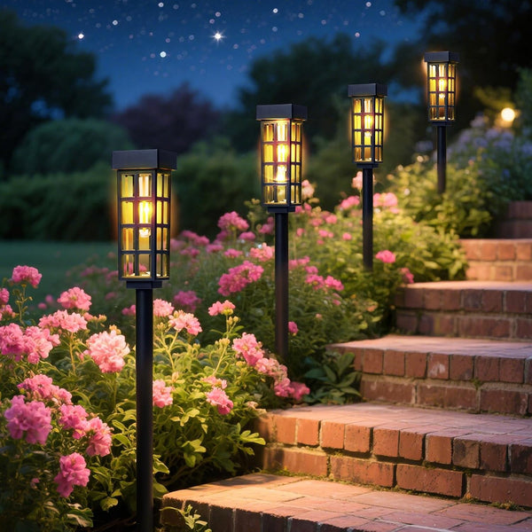 PASAMIC Solar Pathway Lights Outdoor, 24 Inch Tall Solar Landscape Lights, IP65