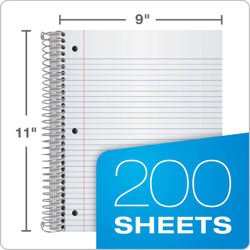 Oxford 5 Subject Notebook, 11 x 9 Inch, 200 Sheets, College Ruled, Assorted Covers, Durable Poly Cover, Perforated