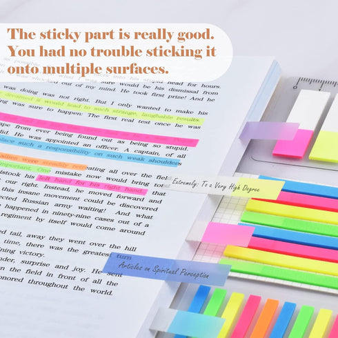 BAYTORY 960 Sheets Transparent Sticky Index Tabs, Clear Sticky Notes Long Page Book Markers for Book Annotation