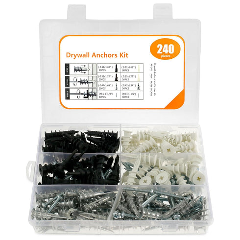 Abizarch Drywall Anchor Screw Kit Firmware Self Drilling Screws Bolt Plug for Installing