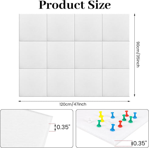 Large Office Cork Board Alternative 47"x35", 12 Pack Felt Wall Tiles for Wall Pin Board Tack Board