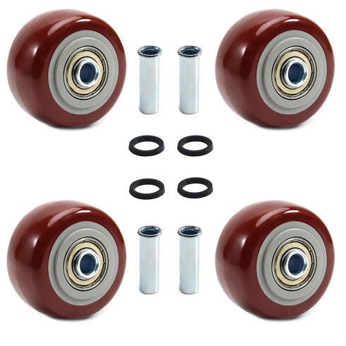 2.5 Inch Heavy Duty Lockable Caster Wheels, 4 PCS Bearing Plate Replacement for Platform Trucks, Up to 220LBS