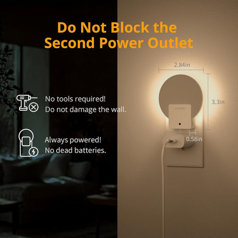 1-50 Dimmable 4 Pack Lyridz Plug in LED Backlit Night Light with Auto Dusk to Dawn Sensor, LM Warm White Nightlight