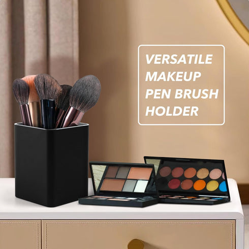 Metal Square Pen Holder for Desk, Aluminum Desktop Organizer and Makeup Brush Storage Box for Office, School, Home