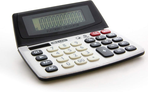 BAZIC 12-Digit Dual Power Desktop Calculator with Adjustable Display, Solar & Battery, LCD Display, 1-Pack