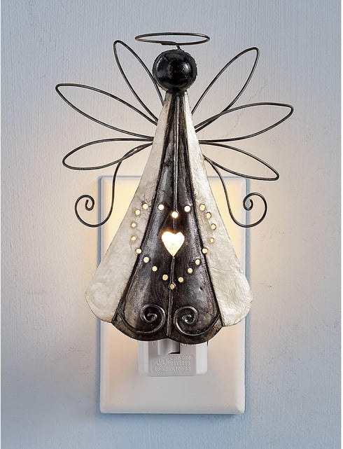 SAGEFINDS Angel Nightlight | Decorative Capiz Shell and Metal Art Design |