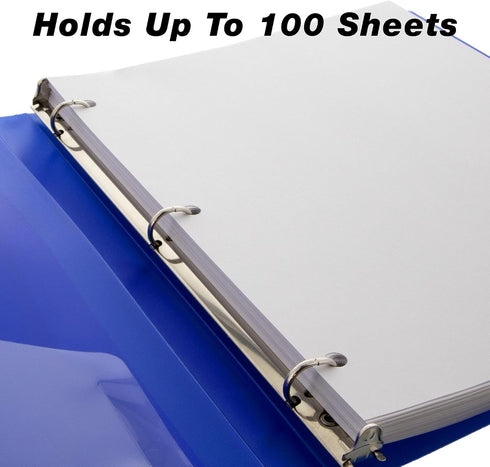 BAZIC 3 Ring Binder 1/2" Poly Presentation View Binders - Assorted Color, Round Ring, Hold 100 Sheets Paper, 6-Count