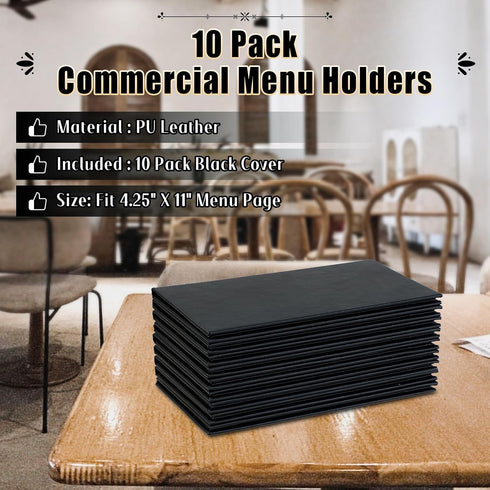 4.25" 11" Pack 10 2 (10, 2 (4.25 11 inch)) Restaurant Menu Covers Holders x | of Synthetic Leather Double Fold Panels