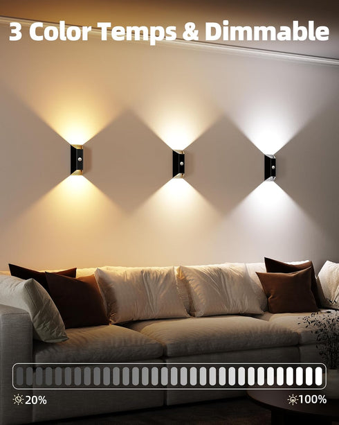 4000mAh 3 Dimmable, EZVALO Motion Sensor Wall Lights Indoor, Rechargeable Battery Operated Wall Sconces, Color Temps