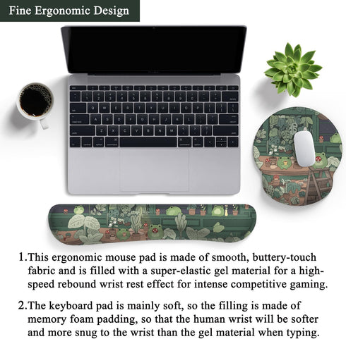 Mechanical Cattle Cute Frog Mouse Pad with Wrist Rest Kawaii Green Decor Pain Relief Mat, Ergonomic Mouse Pad for Desk