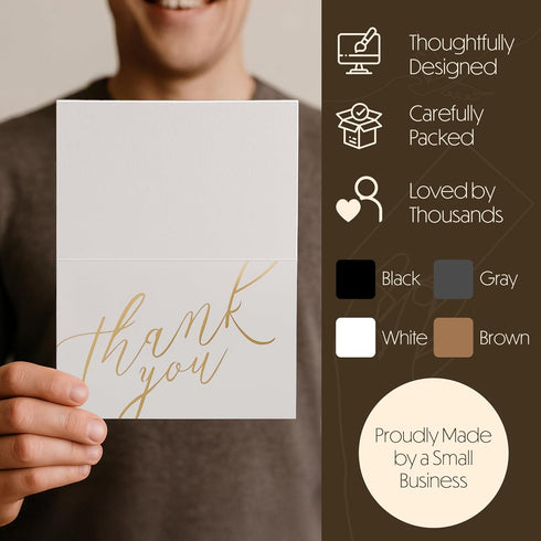 Bornpaper 80 4x6 Set Thank You Cards with Envelopes & Stickers Blank Note Cards Bulk for Small Business, Wedding, Baby