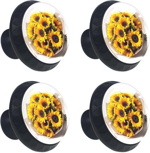 ebfclhiw 4 Pack (1) Yellow Sunflower Bouquets Kitchen Cabinet Knobs Drawer Knobs Door Dresser Handles for Personalized
