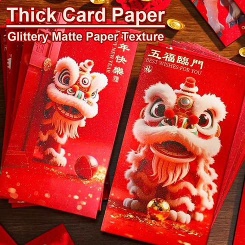 BAIWOVIS 6 Pack Packets, 2) Chinese New Year Red Envelopes, Traditional Lunar New Year of Horse Money Lucky Money
