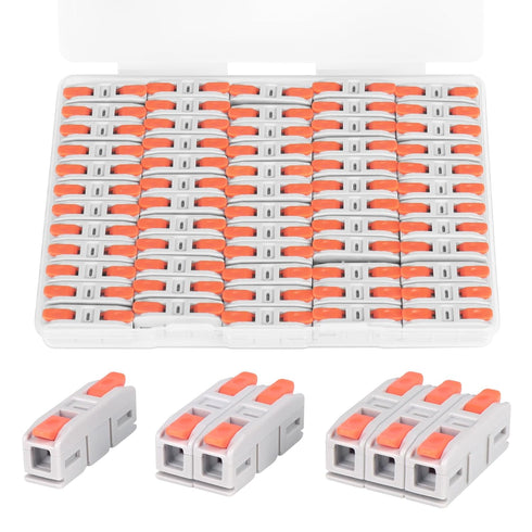 60PCS Avarbuvo Lever Wire Connectors, Mini Push-in Electrical Wire Splice Connector for Quick Connect 24-12 AWG