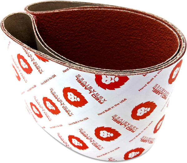 Red Label Abrasives 6 X 48 Inch 60 Grit Sanding Belt, Industrial Grade EdgeCore Ceramic, 2 Pack