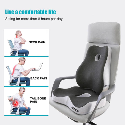 Karmadrenix 4.7" Seat Cushion and Lumbar Support Pillow for Office Chair, High-Elastic Memory Foam Car Chair Cushions