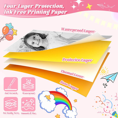 TecoHikee 5 55x25mm 180 99% Rolls Kids Camera Paper Roll Refill - HD kids camera instant print paper, Print Sheets