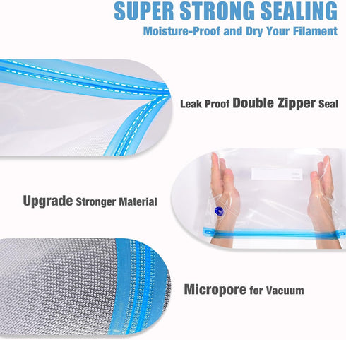 OVV3D 44pcs Filament Storage Bags, 3D Printer Vacuum Sealed Kit with 20pcs Desiccant and Hand Pump