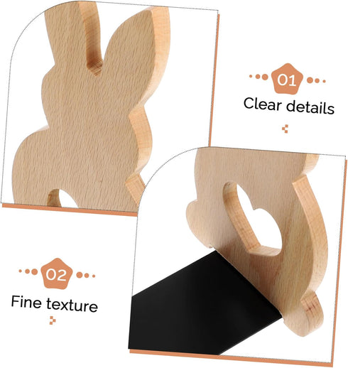 TEHAUX Charming Rabbit Bookends for Desk Organization Adorable Bunny Design for Home Offices and Shelves Beech Material