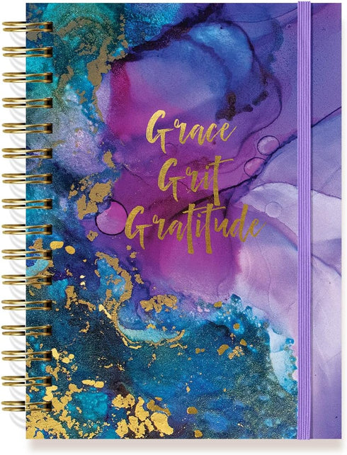Designer Greetings Flex Cover Journal, “Grace, Grit, Gratitude” Purple and Blue Marble, 320 Pages (6” x 8.25”) for Work