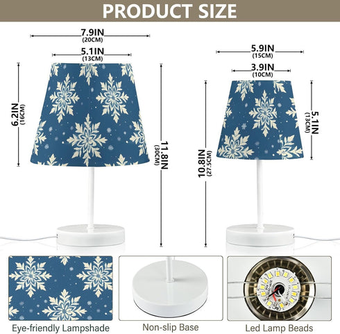3 ALAZA Table Lamp Snowflake White Blue Bedside Lamp for Bedroom LED Nightstand Desk Lamp with USB Port, Way