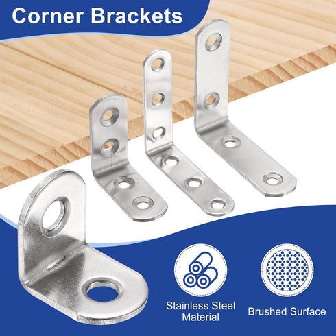 20pcs 0.8" 0.8" 0.6" 90 40 HARFINGTON L-Shaped Corner Bracket x x Stainless Steel Degree Angle Brace Joint Right Corner