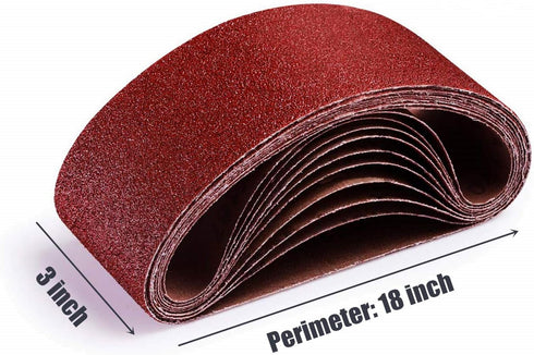 3 x 18 Inch Sanding Belts, 40 Grit Aluminum Oxide Belt Sander Paper for Woodworking, 12 Pack