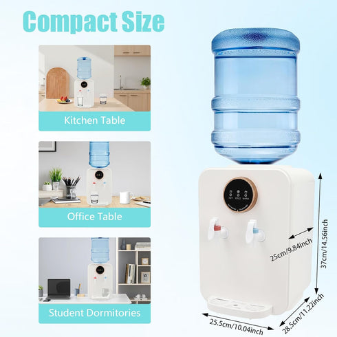 Lumicasaler Countertop 3-Temp Settings, 1.19 4.99 (White-2) Water Dispenser, Top Loading Water Cooler Dispenser