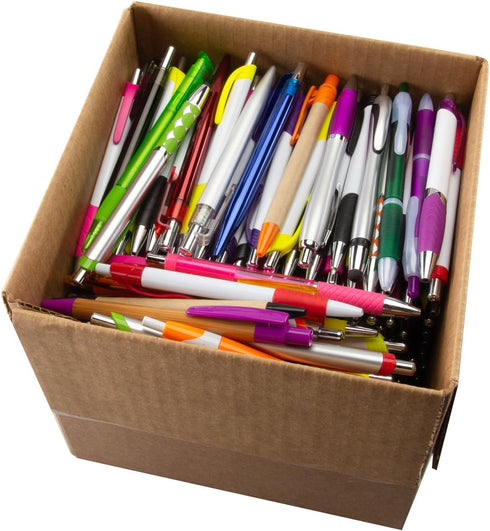 Office Supplies Bulk, 5 Pound Box (Approx. 200-250 Pens), Retractable Ballpoint Pens, Assorted Point Ink