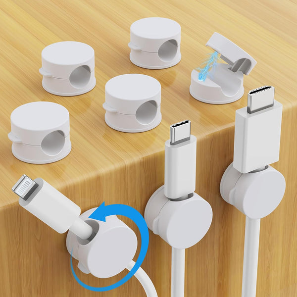 AGPTEK 8 Pack Magnetic Cable Clips, Upgraded 360 Rotatable Cord Holder Clips for
