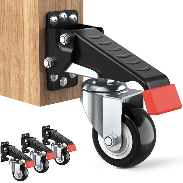 SPACEKEEPER 660 Lbs Workbench Casters Kit - Heavy Duty Retractable Caster Wheels for Machinery & Tables, 4 Pack