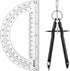 EBOOT Student Geometry Math Set, Metal Drawing Compass and 6 Inch Clear Swing