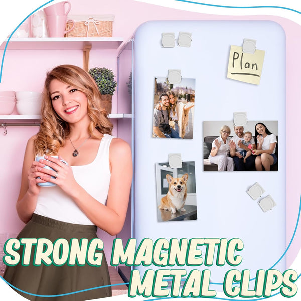 VNDUEEY White Magnetic Clips, 24 Pcs Fridge Magnets, Whiteboard Magnets, Refrigerator Magnets Metal Clips for Locker