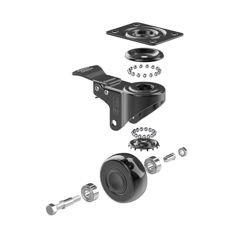 GBL 2" Heavy Duty Caster Wheels with Brakes, Set of 4, Up to 440Lbs, Silent Rubbered Trolley Wheels