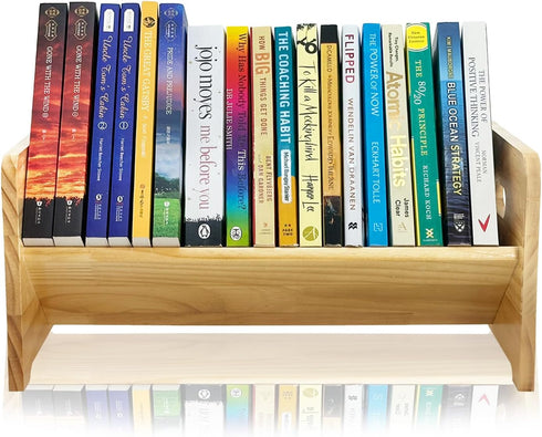 Generic Desktop Bookshelf Organizer, Wood Office Tabletop Book Storage Rack, Tilting Bookcase for Books/Magazine