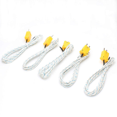 2M Temperature Measuring Line, K Type Temperature Sensing Line, Thermocouple Temperature Probe, 5PCS