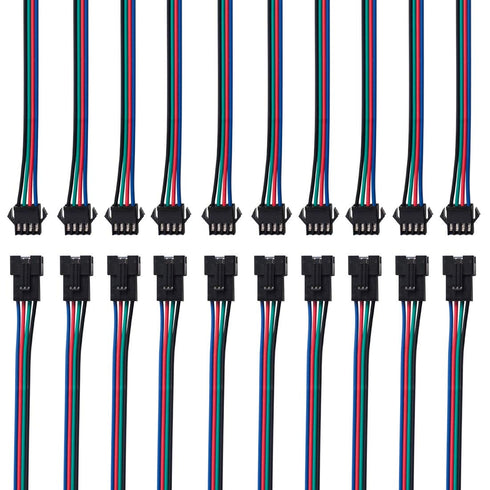 BTF-LIGHTING 10 Pairs 4pin SM JST 15cm Cable Female/Male Connectors for LED Strip RGB 5050 3528