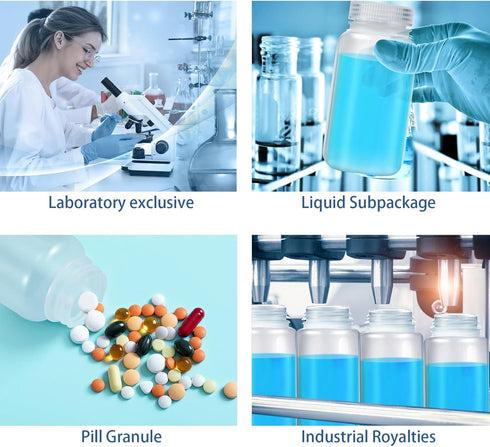 Hoolerry 20 Pcs Sample Bottles, 2 oz Plastic Wide Mouth Reagent Bottles with Caps for Laboratory Grade Liquids Storage