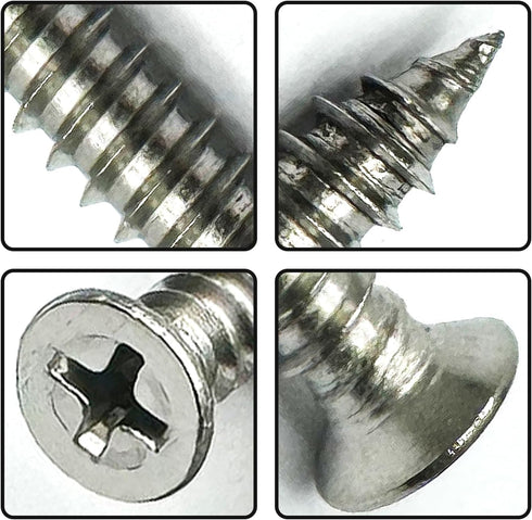 6 x 50mm Screw, Flat Head Phillips Slot, 304 Stainless Steel Self Tapping Wood Drywall Screws, 25 Pcs