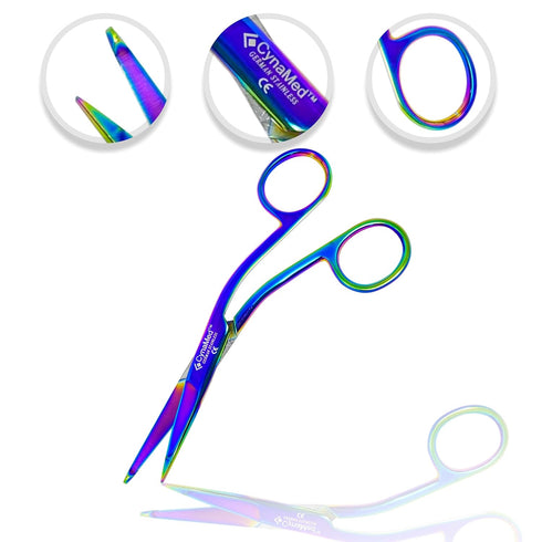 (5.5 Cynamed Knowles Bandage Scissors with Multicolor/Rainbow Titanium Coating - Perfect for EMT, Paramedics, First Aid