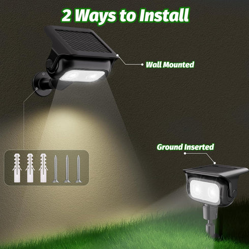 360 IP65 2-in-1 2 Pack) Nreonrick Solar Spot Lights Adjustable Solar Lights Outdoor Waterproof with Solar Powered