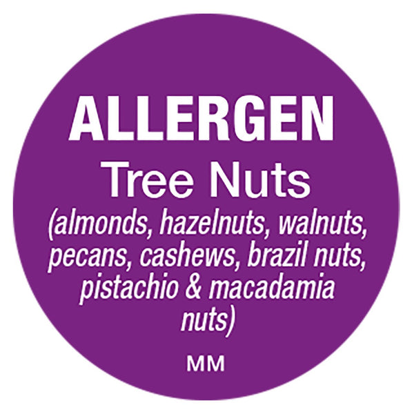 DayMark Safety Systems Removable 1" Circle Allergen Label, "Tree Nuts", Purple, Roll of 1000