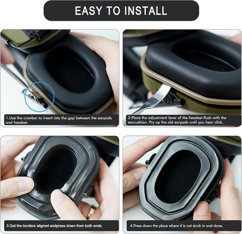 GEVO 2 Pack Gel Ear Pads for Walker's Razor Earmuffs, Comfortable Replacement Ear Cups with TPU Leather Silicone Gel