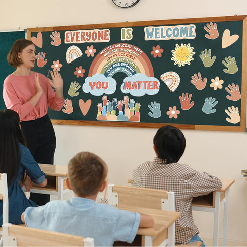 Boho Bulletin Board Decorations for Classroom 35Pcs Everyone is Welcome Positive Motivational Affirmation Wall Decor